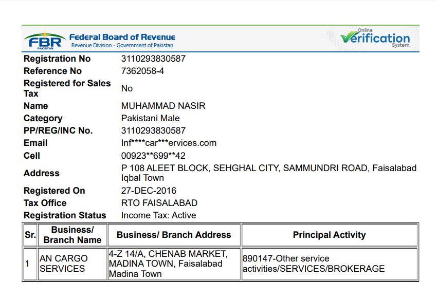 Company Registration Certificate